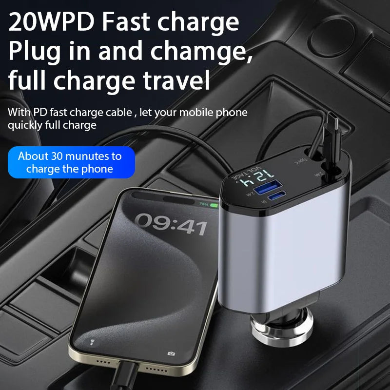 4 in 1 Retractable Car Charger