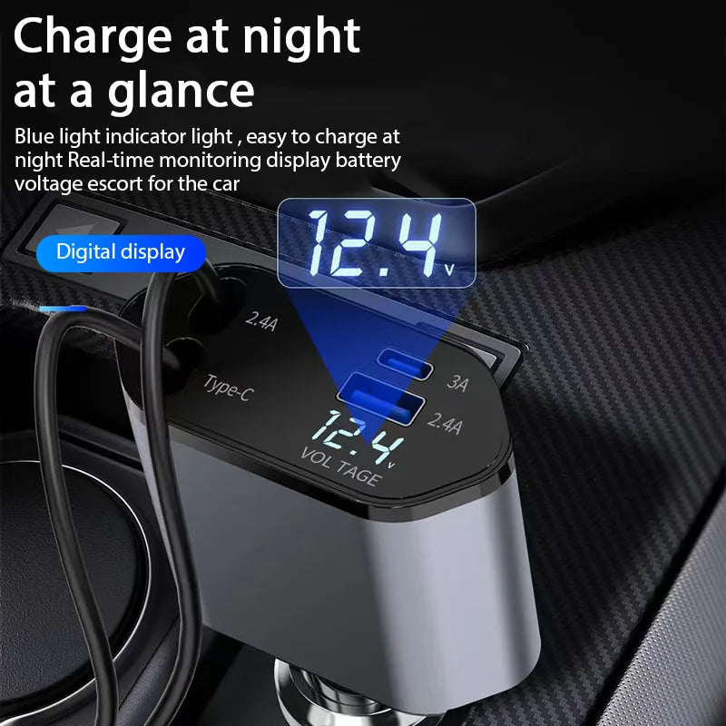 4 in 1 Retractable Car Charger