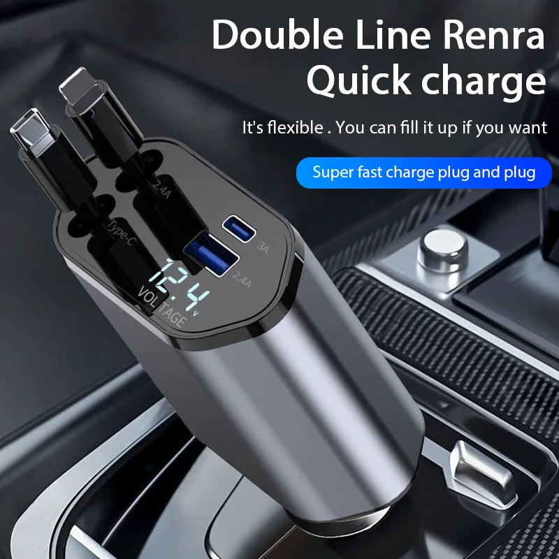 4 in 1 Retractable Car Charger