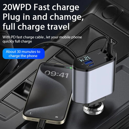4 in 1 Retractable Car Charger 