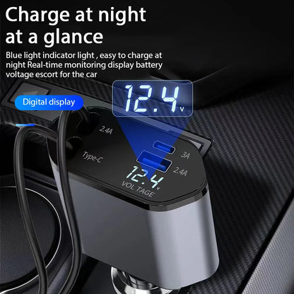 4 in 1 Retractable Car Charger 