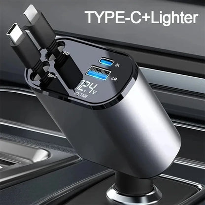 4 in 1 Retractable Car Charger 