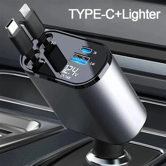 4 in 1 Retractable Car Charger 